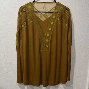 Free People LOLA LACE INSET RELAXED LONG SLEEVE